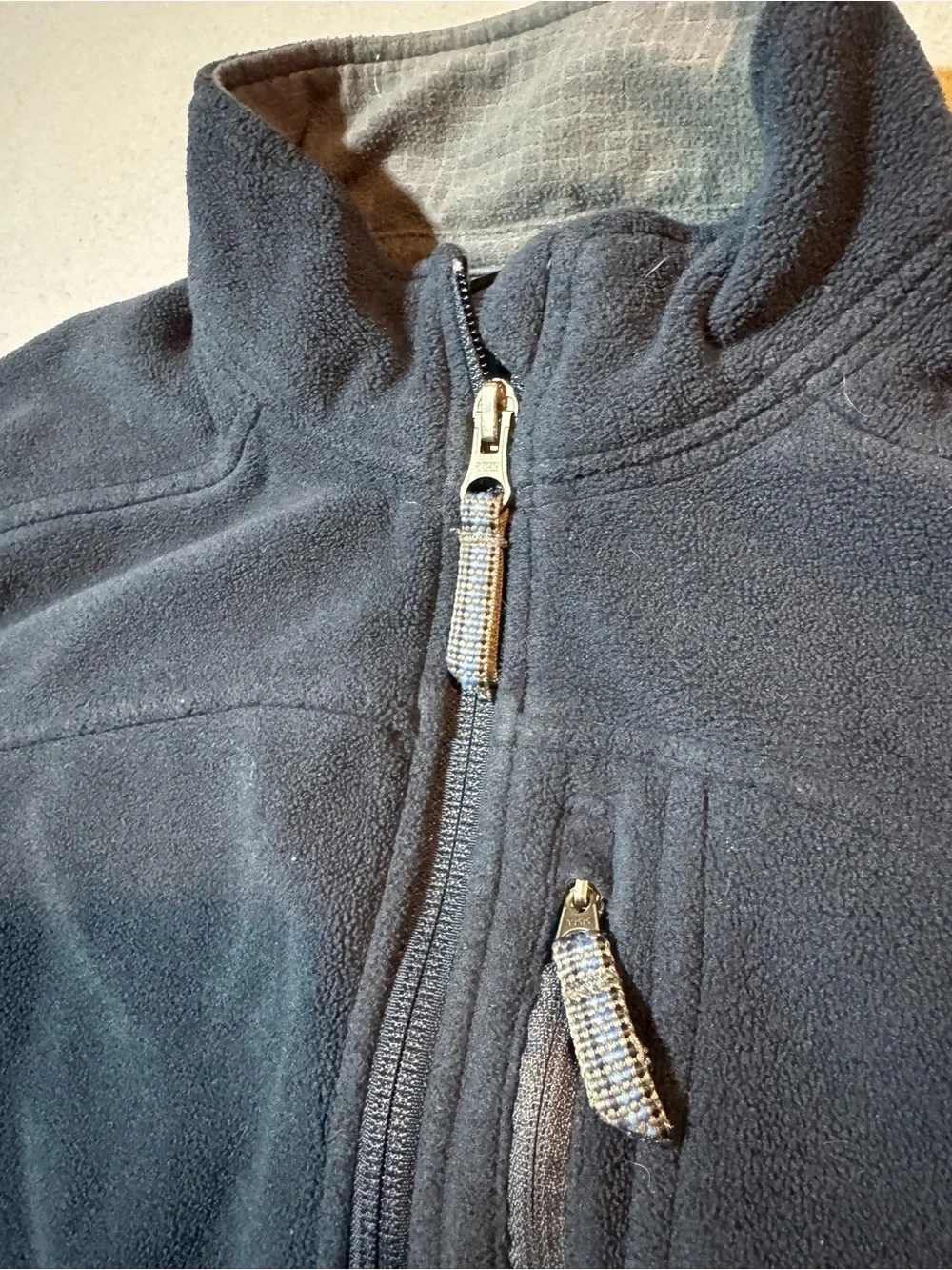 REI Black Boys' Fleece Jacket with Blue Logo Tag